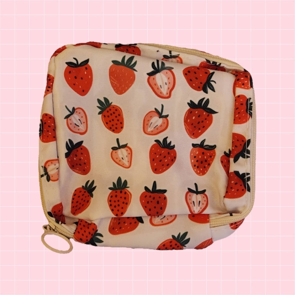 Strawberry Print Cosmetic Pouch